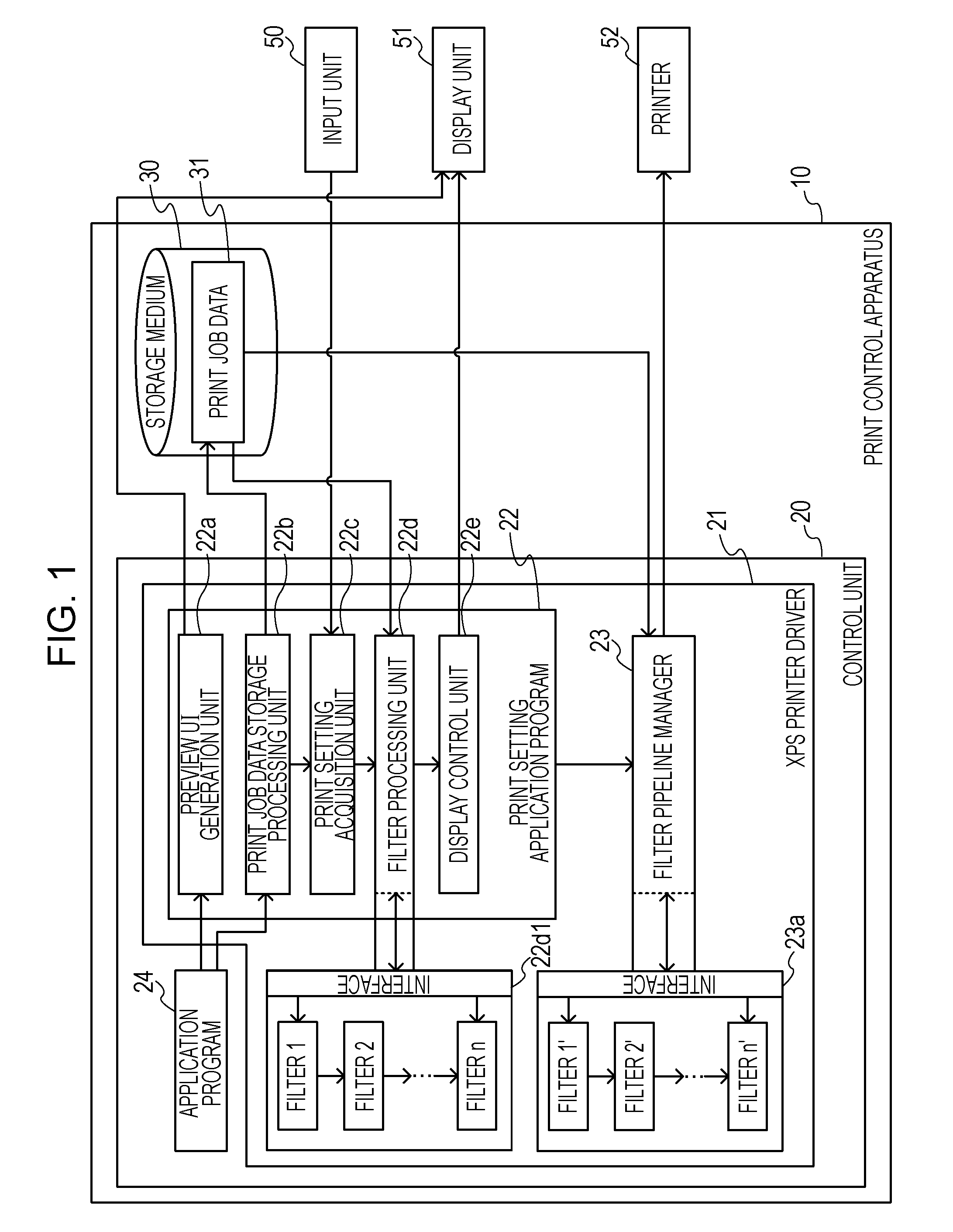 Print setting application program, print control program, print setting application apparatus, and print setting application method