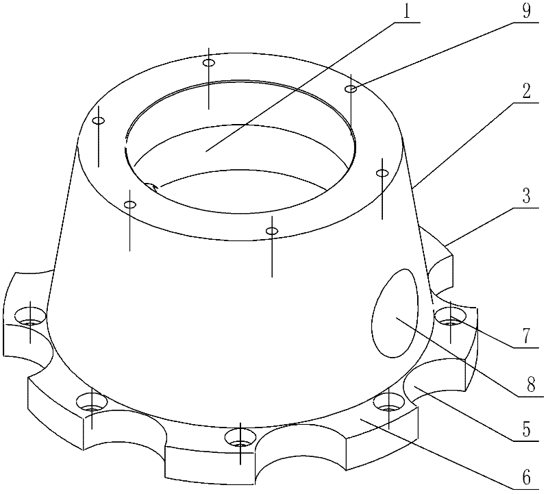 Transition base for processing inclined holes in inner cylinder space of gas turbine compressor exhaust cylinder