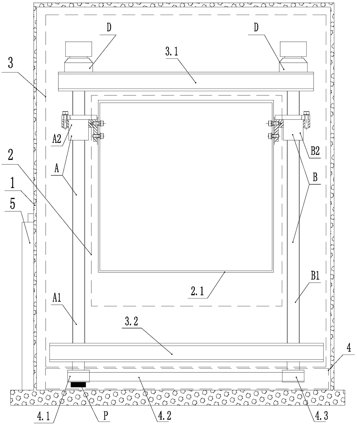 Elevator driven by double ball screws