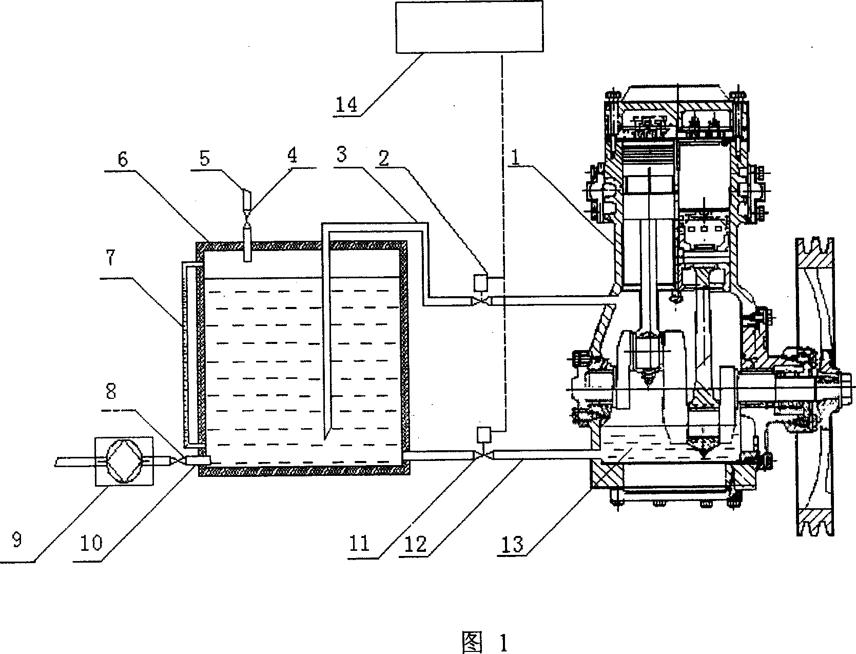 Automatic balance and compensating device for refrigeration compressor oil level