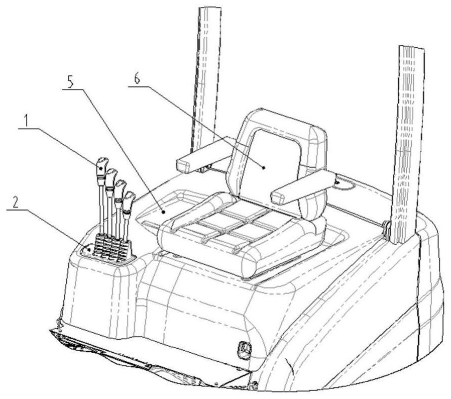 Counterbalanced forklift truck multi-way valve control mechanism arranged in front right area of driver