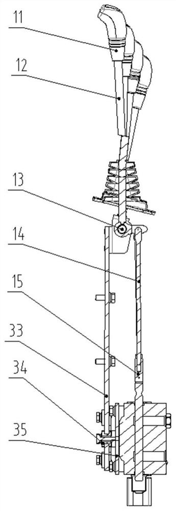 Counterbalanced forklift truck multi-way valve control mechanism arranged in front right area of driver