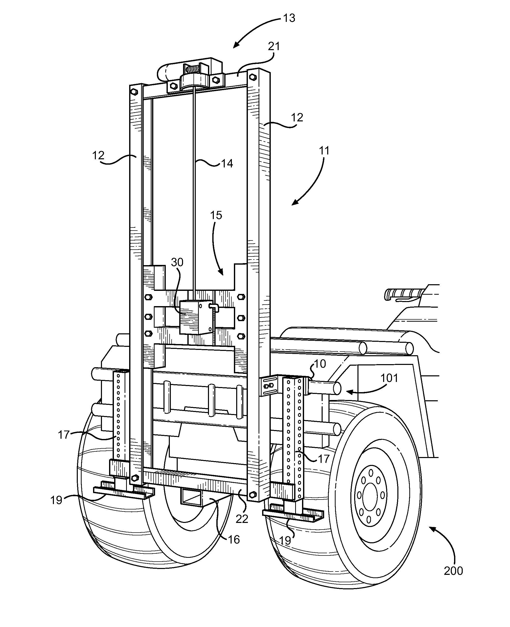 Vehicle-Attached Lifting and Tool Support Device