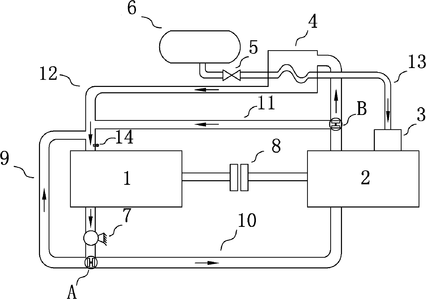 Pneumatic and internal combustion hybrid system based on multi-stage utilization of afterheat of cooled water