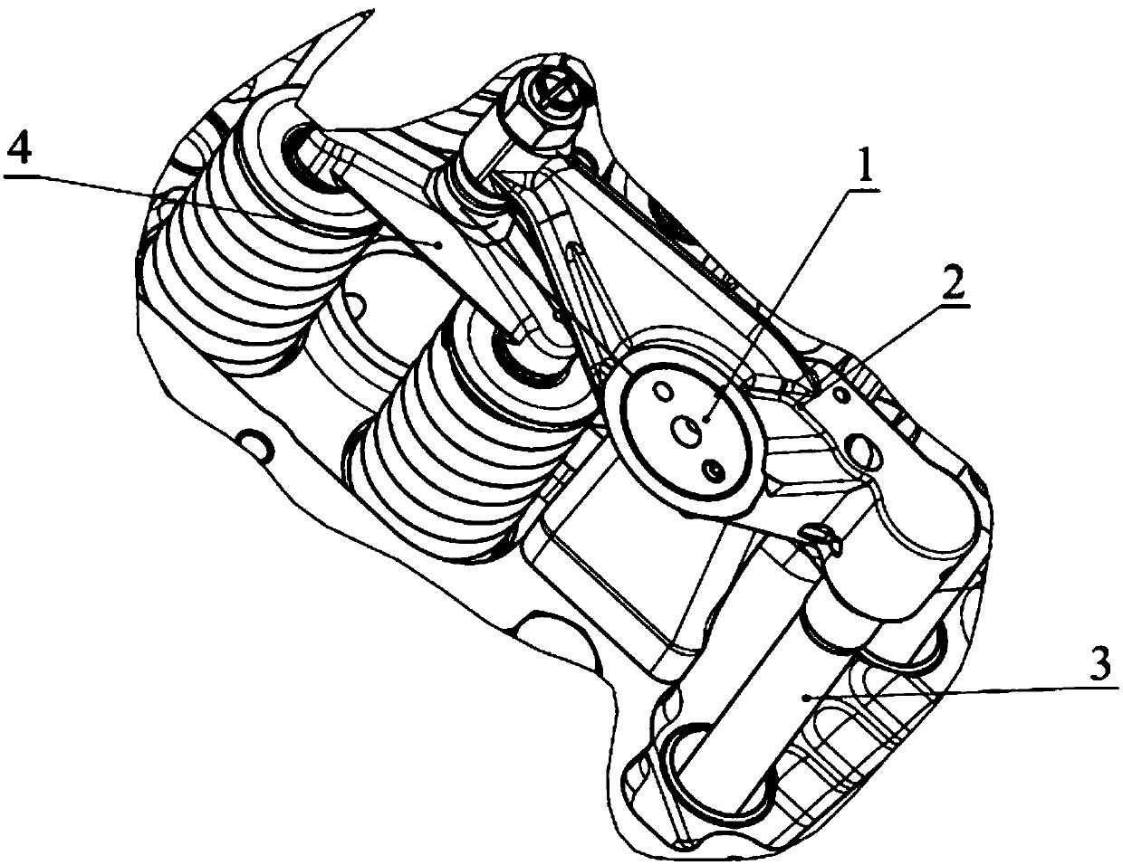 Rocker arm mechanism capable of early air valve closing and engine