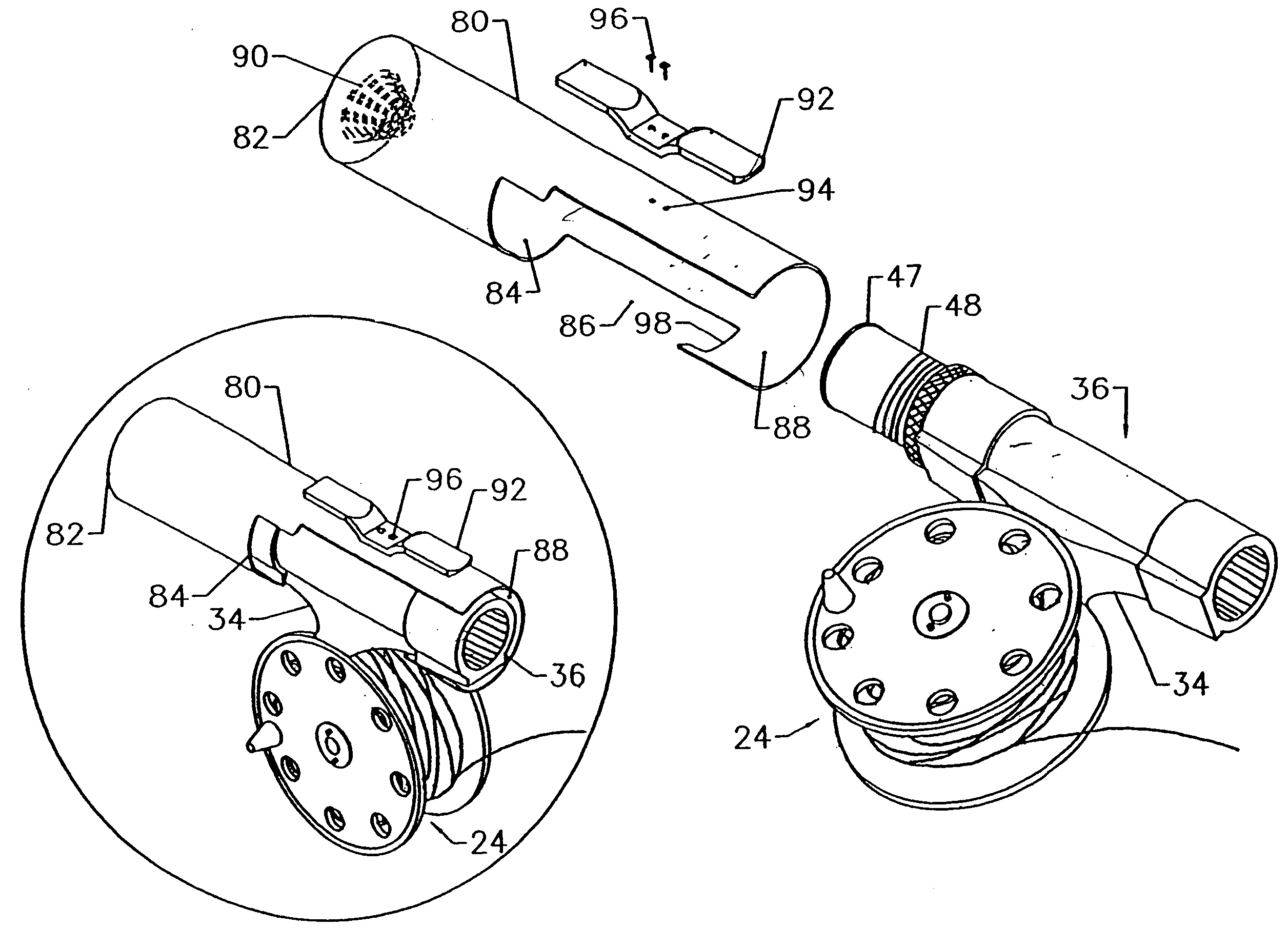 Fly fishing rod having a detachable reel seat and waist holder therefore