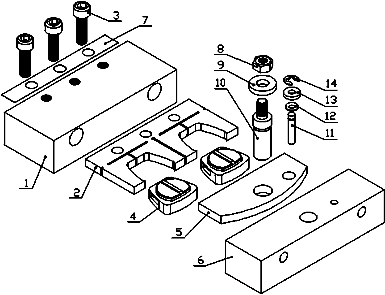 Elastic clamp applied to flat tongs for clamping special-shaped parts