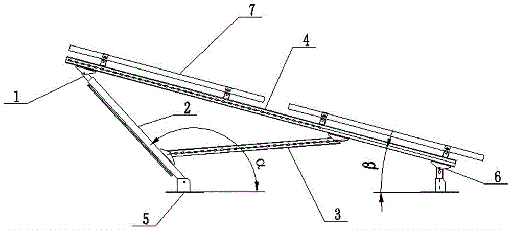 Photovoltaic support with adjustable inclination angle