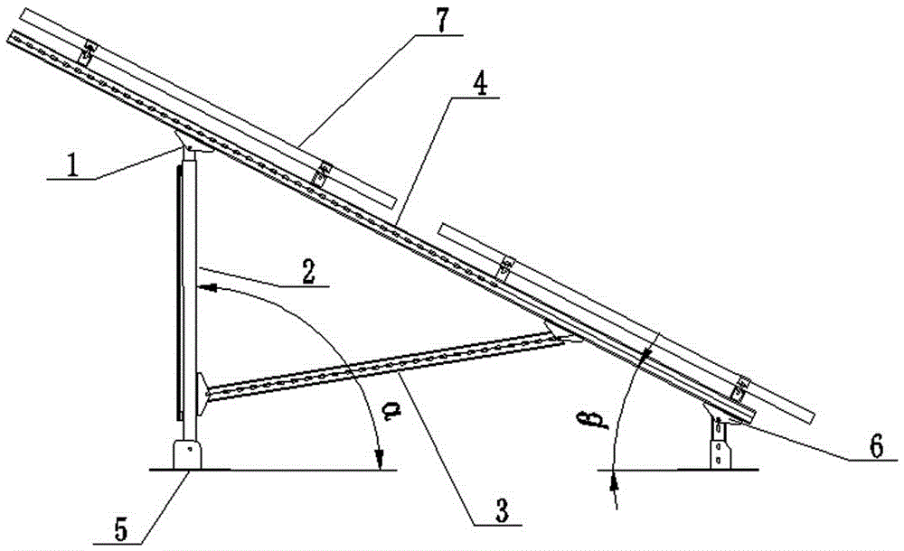 Photovoltaic support with adjustable inclination angle