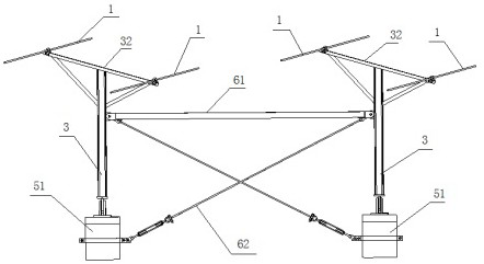 Prestressed flexible photovoltaic fixing support