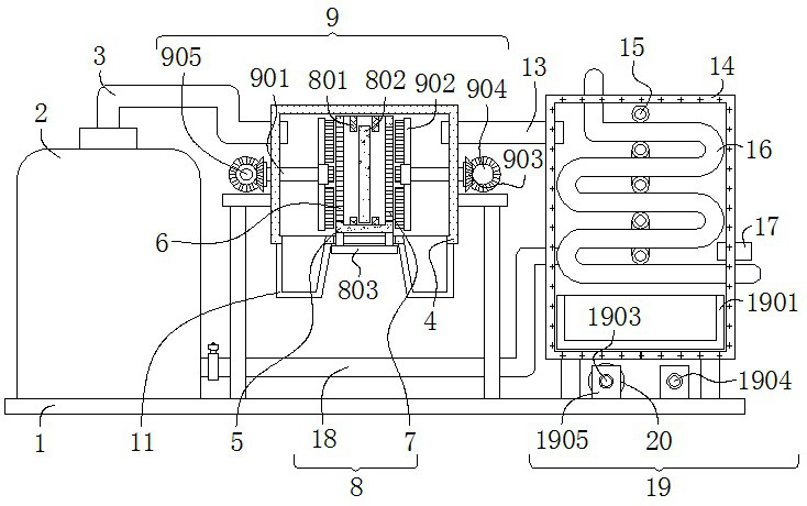 Hot flue gas treatment device and treatment method for industrial furnace