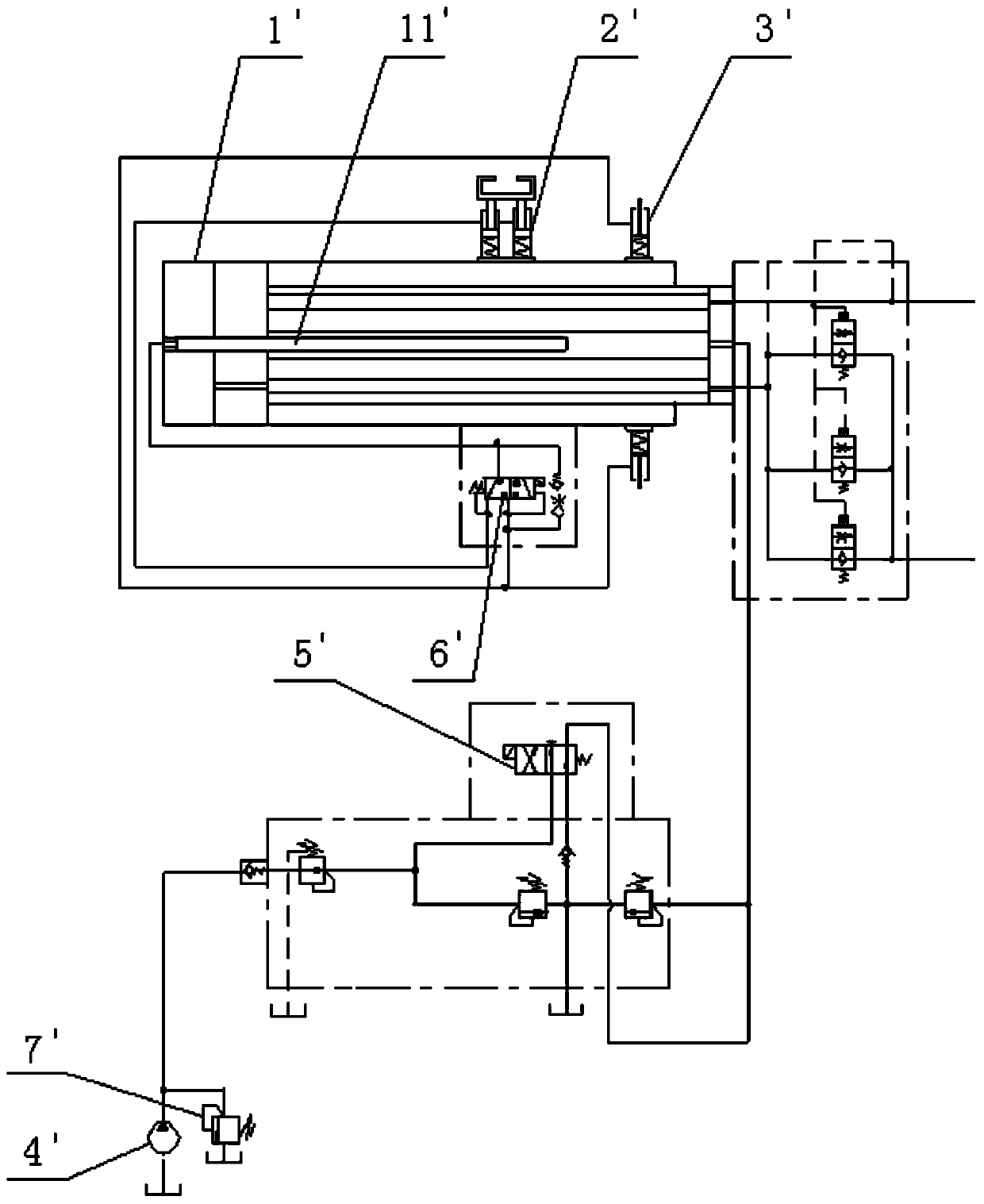 Hydraulic system and control method of single-cylinder pin type telescopic arm and crane