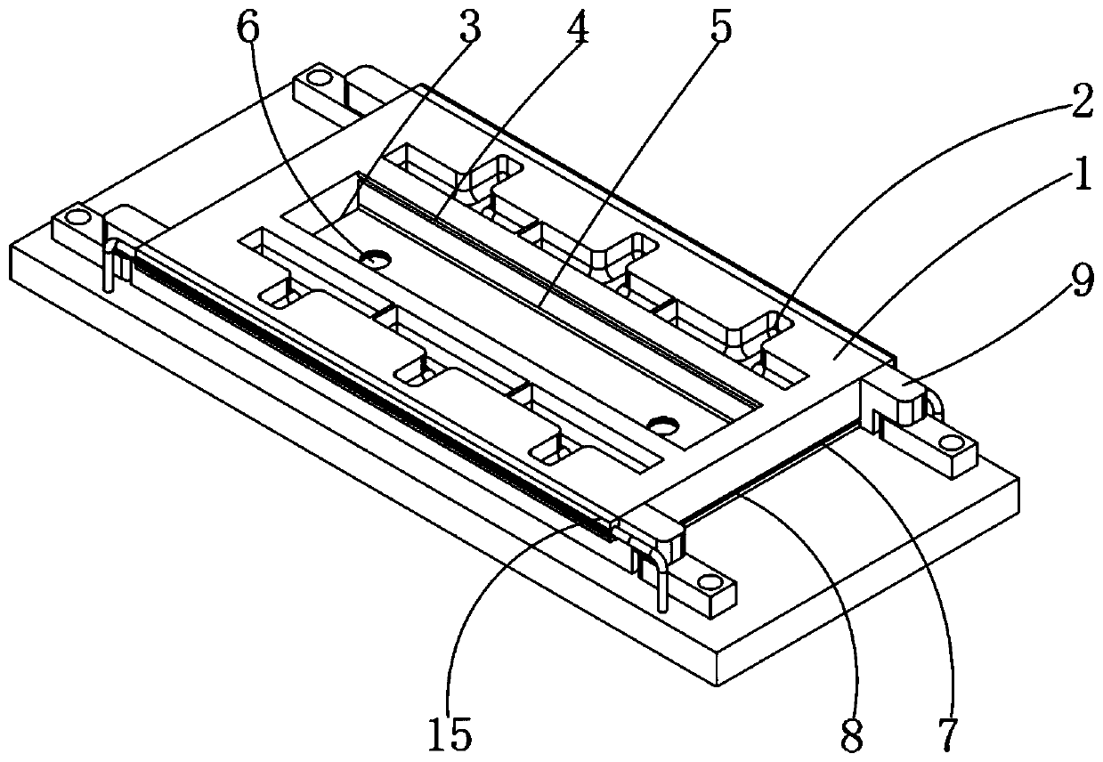 Hollowed-out die for cast-welding storage battery electrode plate