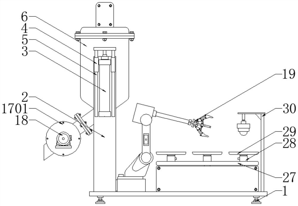 Automatic material taking and discharging mechanism of metal powder injection molding machine