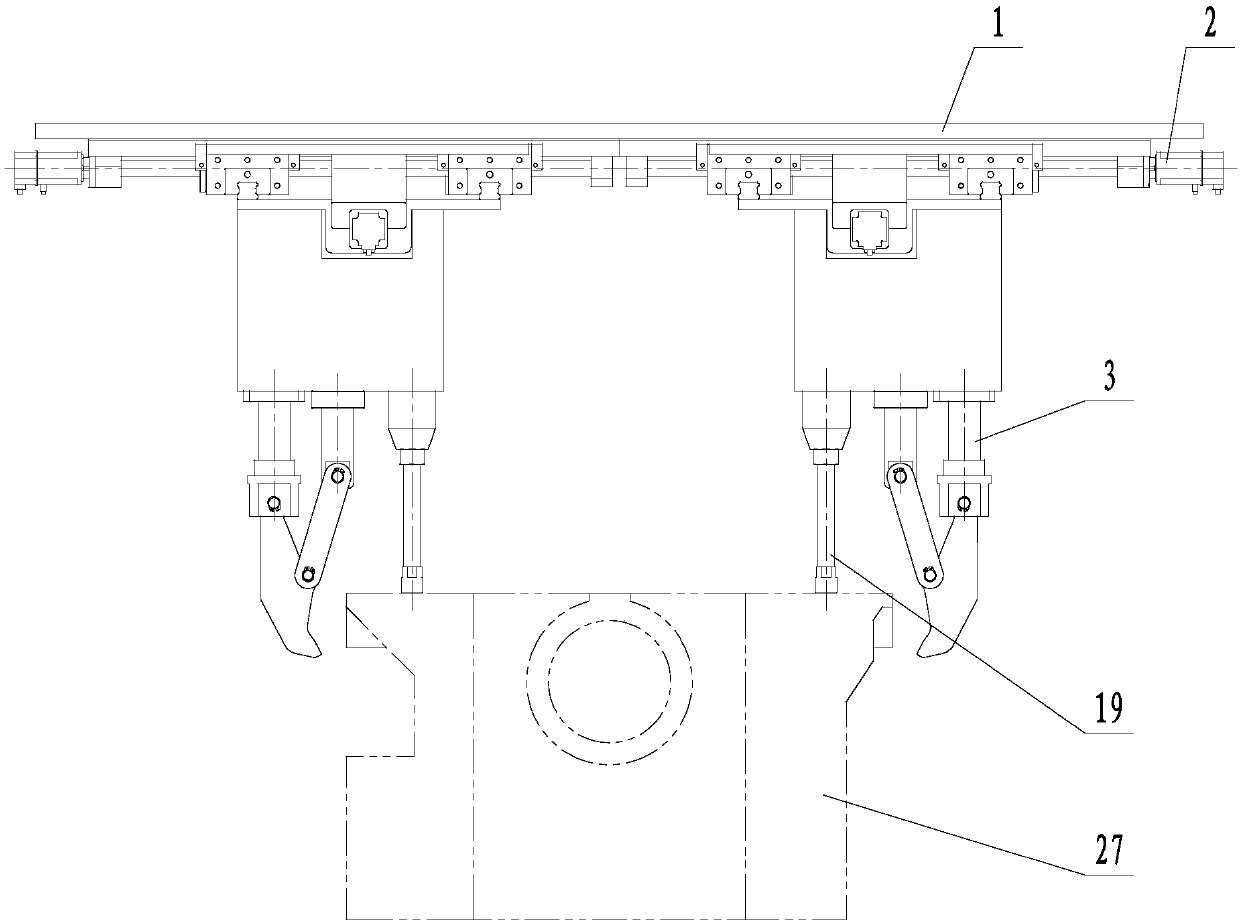 Clamping jaw structure for automobile engine cylinder body or cylinder cover