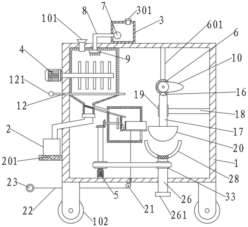 Reciprocating type mashing device for production of superfine calcium carbonate powder raw materials and implementation method of reciprocating type mashing device