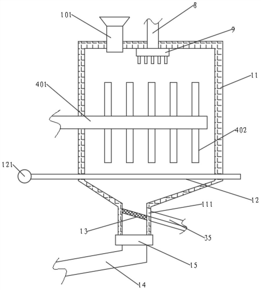 Reciprocating type mashing device for production of superfine calcium carbonate powder raw materials and implementation method of reciprocating type mashing device