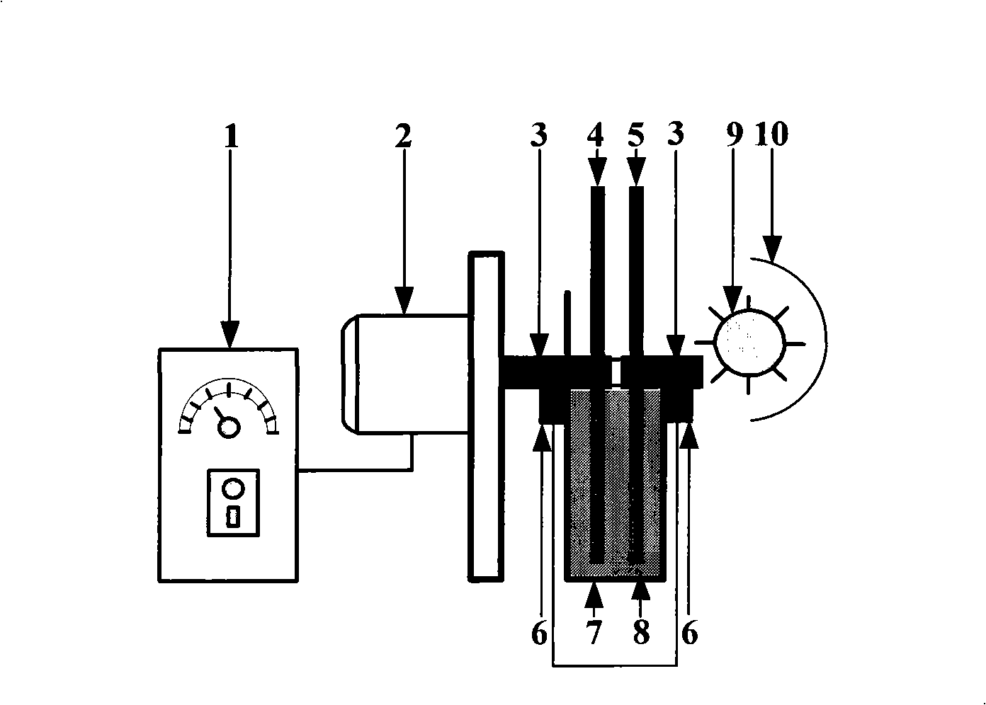 Double turntable light-sensitive cell liquid membrane reactor photocatalysis organic wastewater processing method