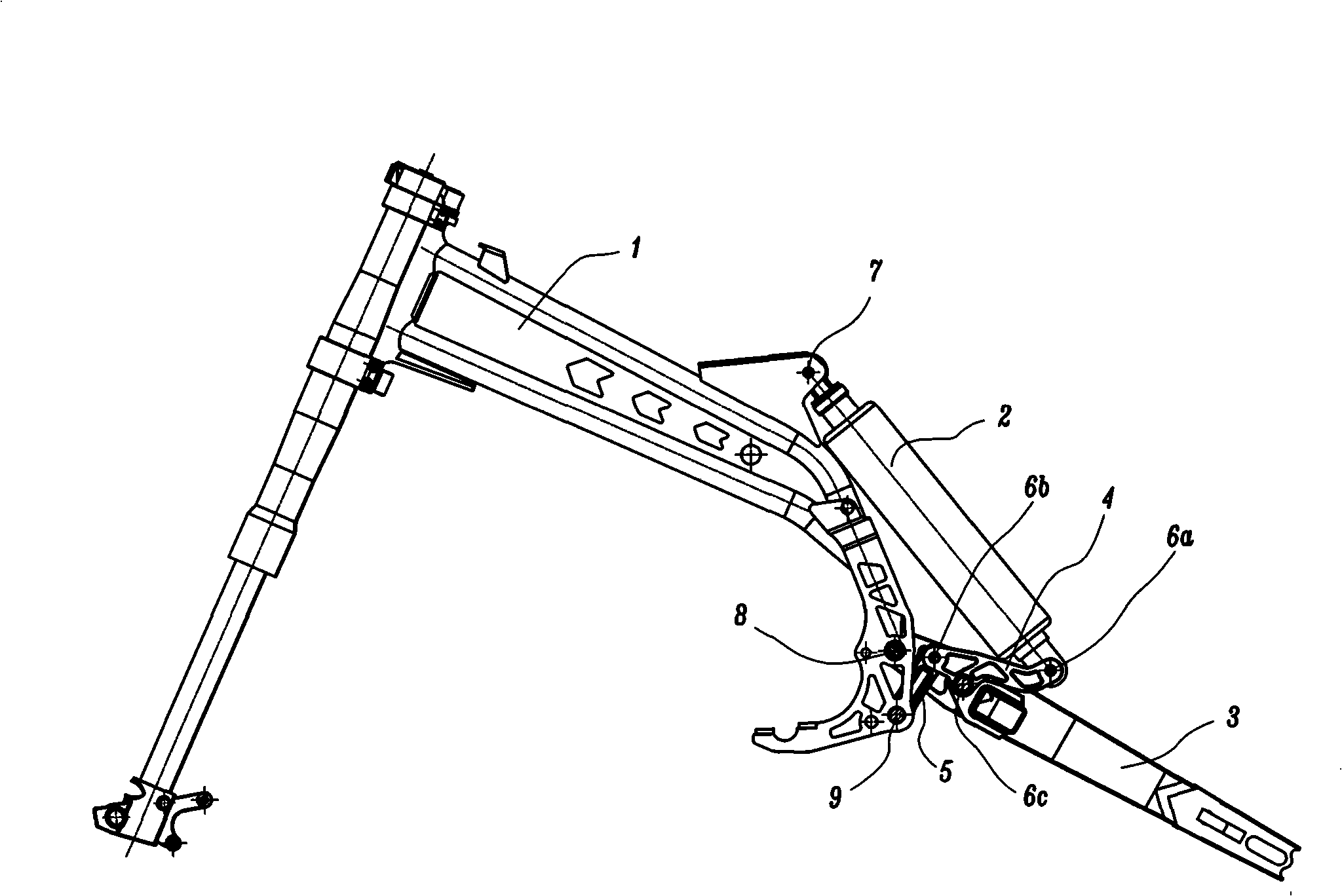 Rear shock absorber connection structure of offroad motorcycle