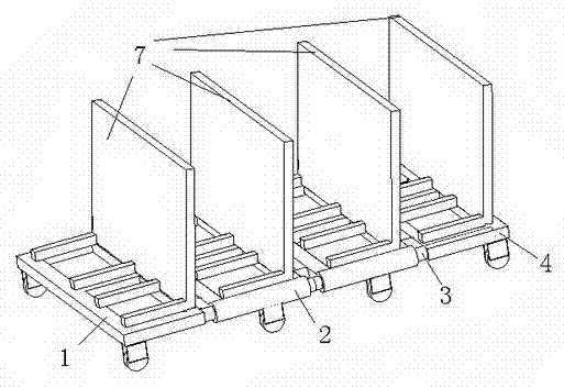 Split type flat glass transporting car