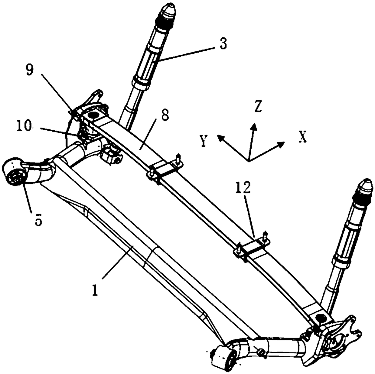 Composite spring, torsion beam and axle suspension assembly