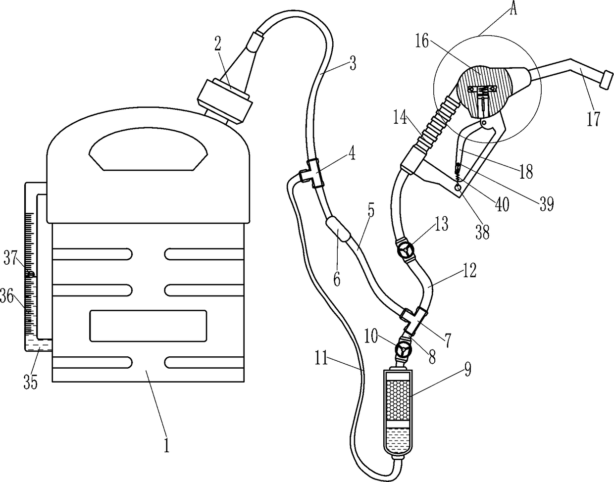 Portable gasoline filling device