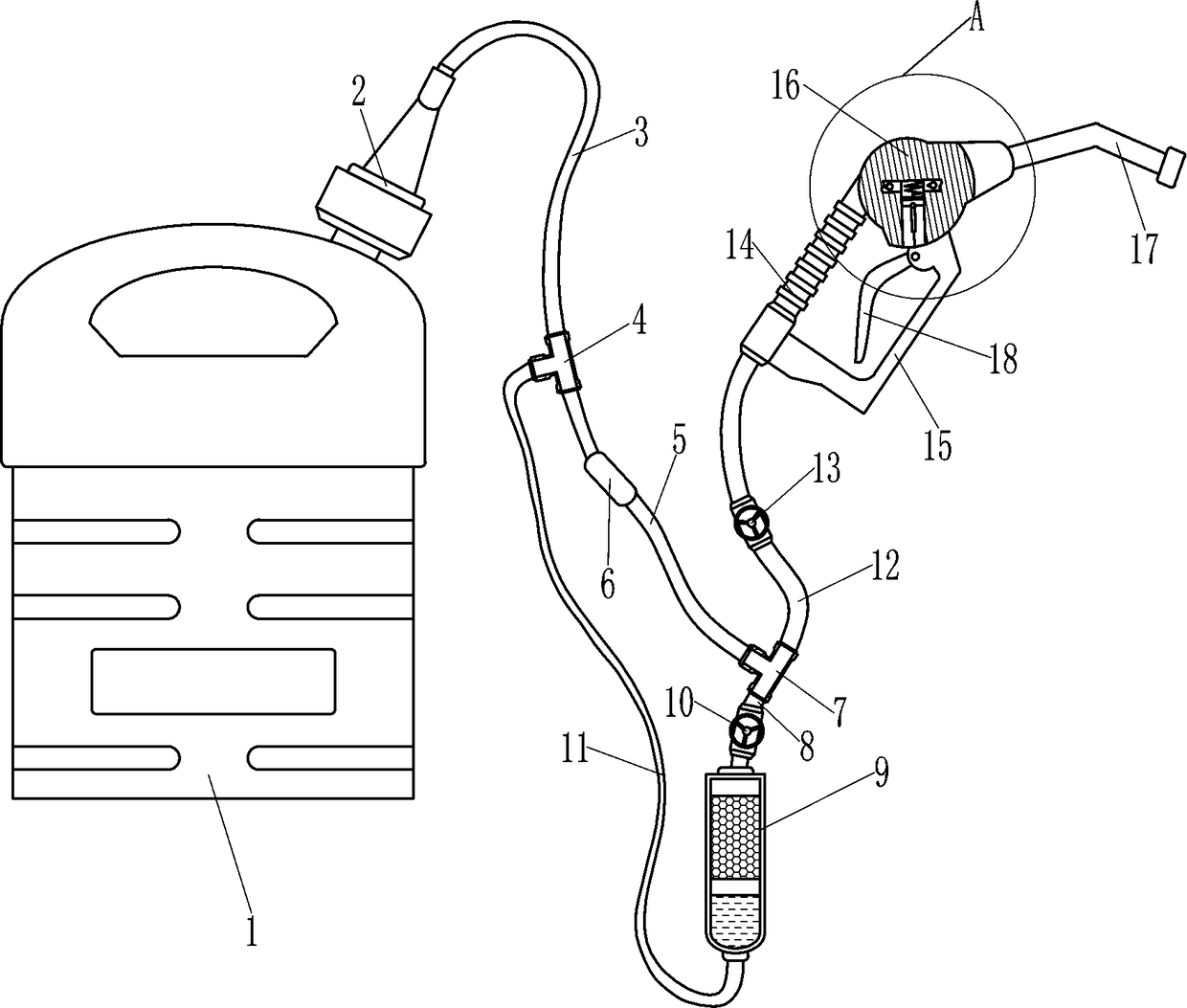 Portable gasoline filling device