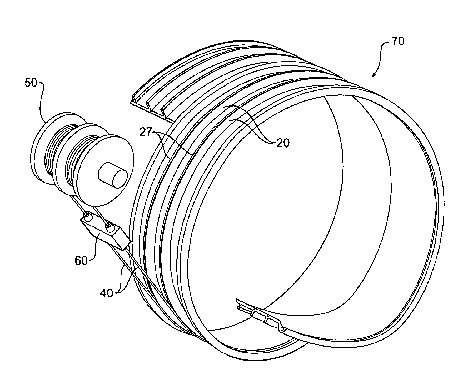 Composite reinforced strip windable to form a helical pipe and method therefor