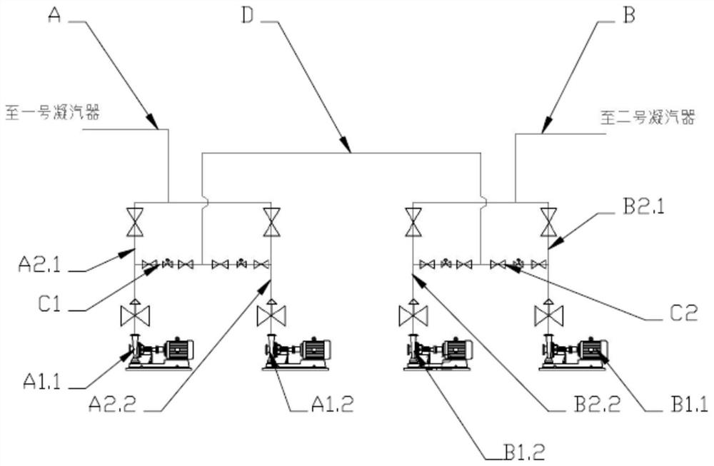 Pipeline system of vacuum pump unit of waste incineration power plant