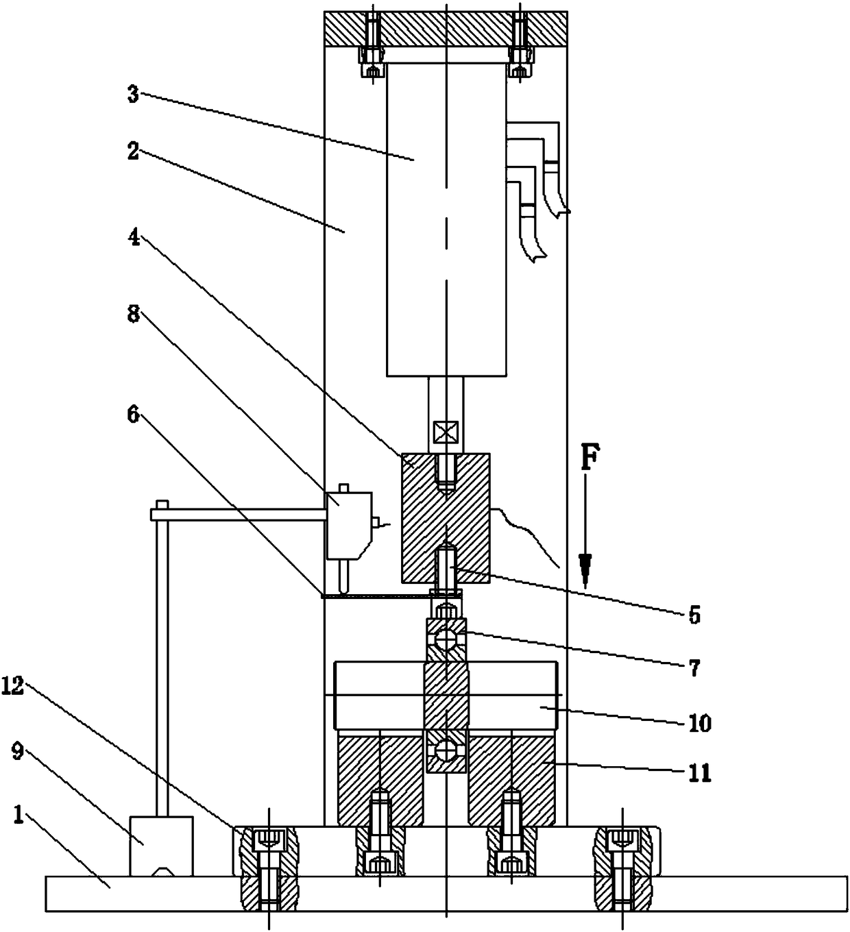 Deep groove ball bearing rigiditystiffness testing device