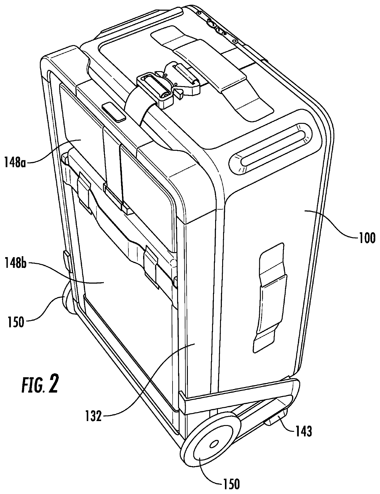 External frame luggage with fold-out computer case