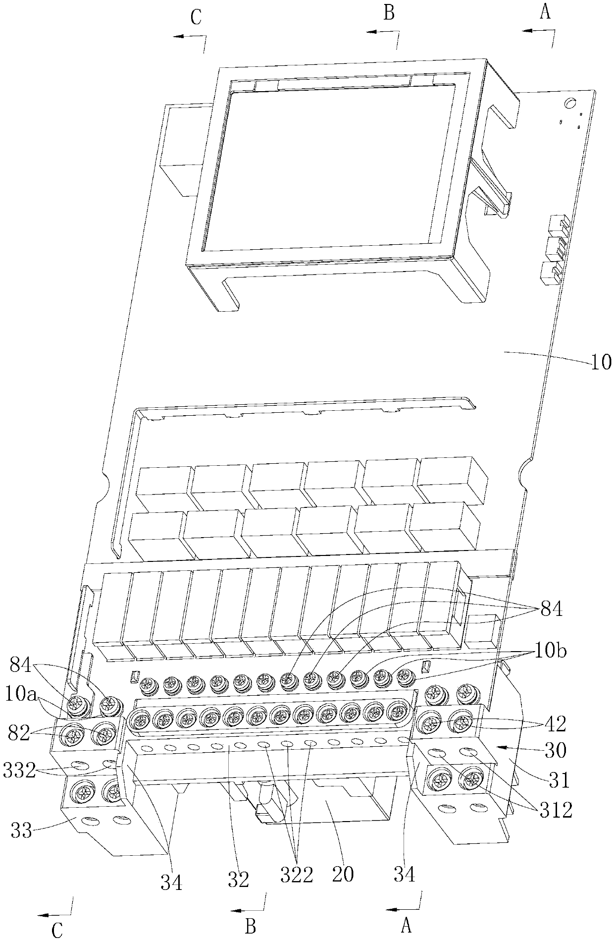 Assembly structure of circuit board and air switch, and charging pile