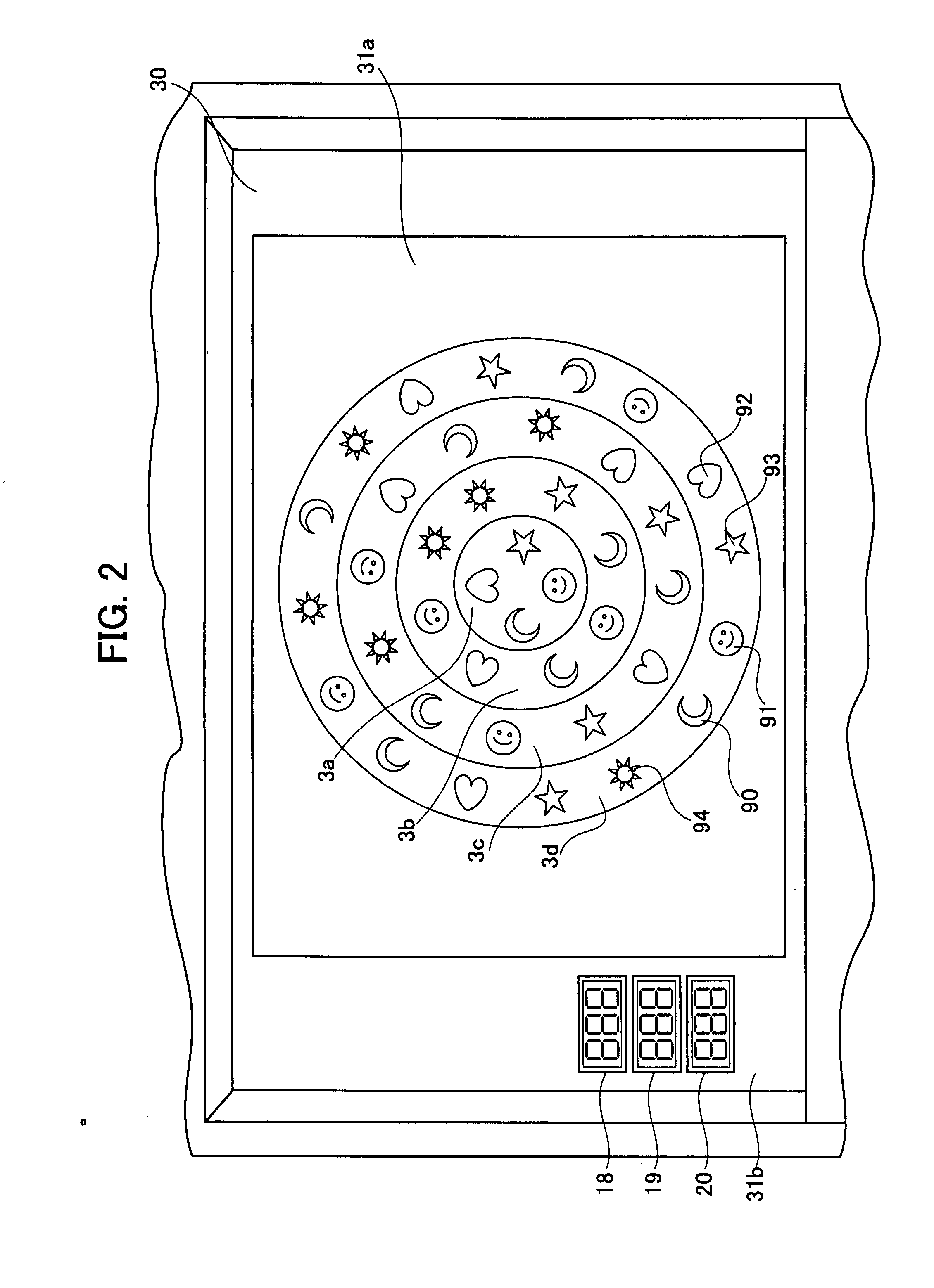 Slot machine with circular sections and method