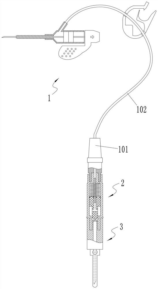 Positive-pressure tube sealing connector and blood sampling remaining needle