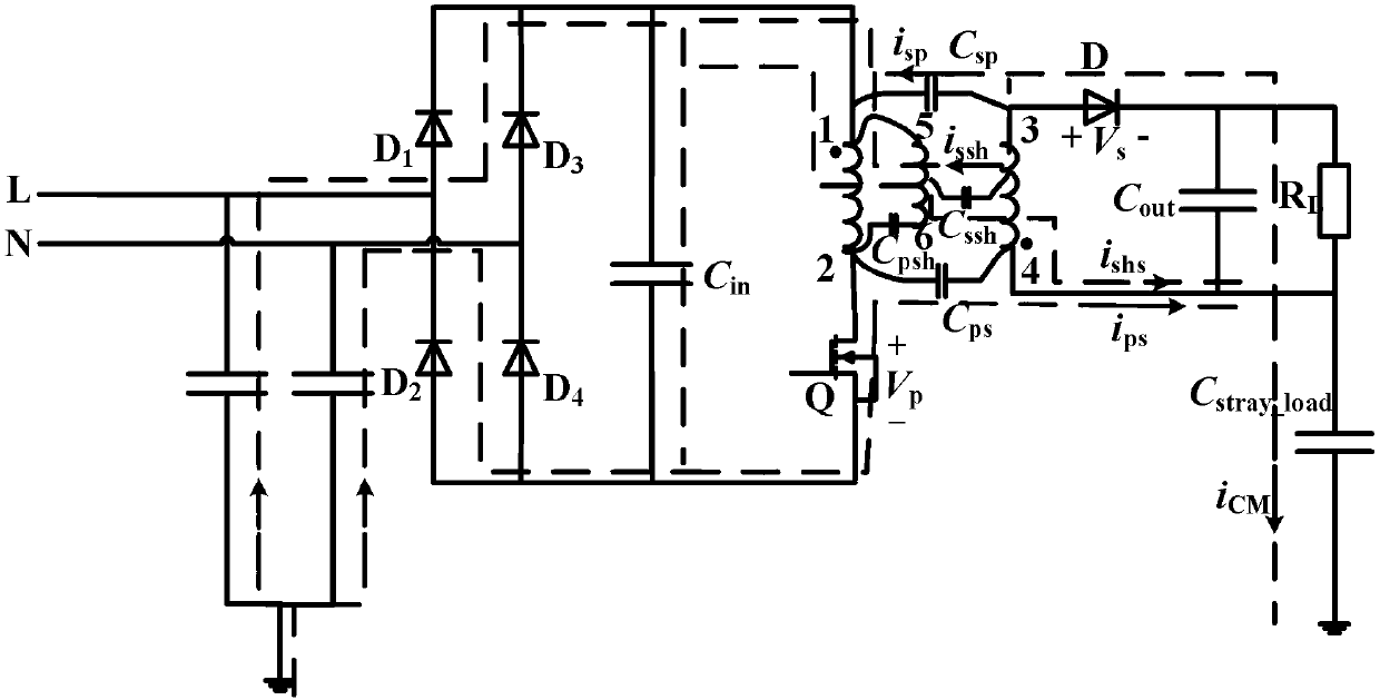 Design method of flyback switching power supply transformer shield windings