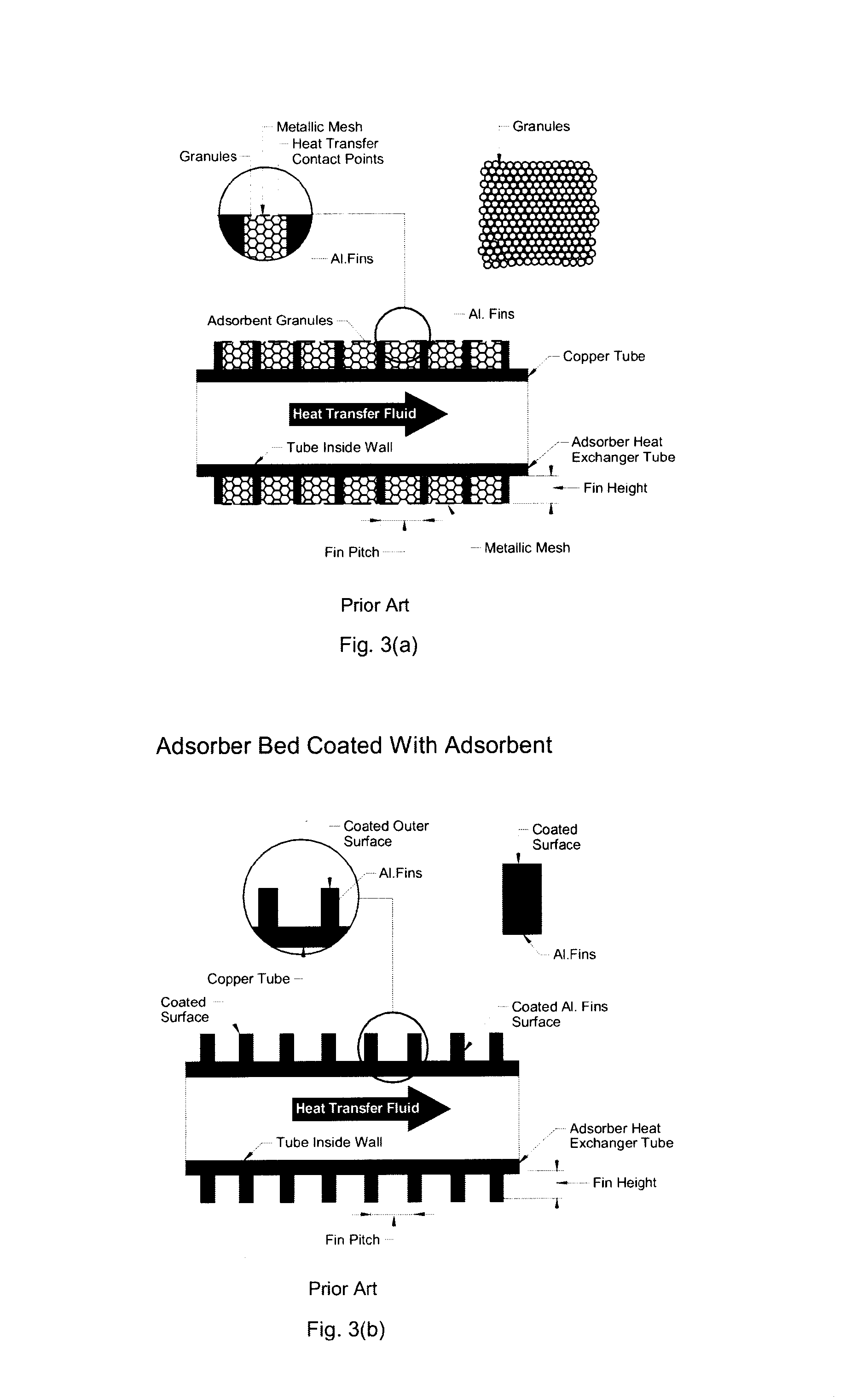 Hybrid adsorber heat exchanging device and method of manufacture