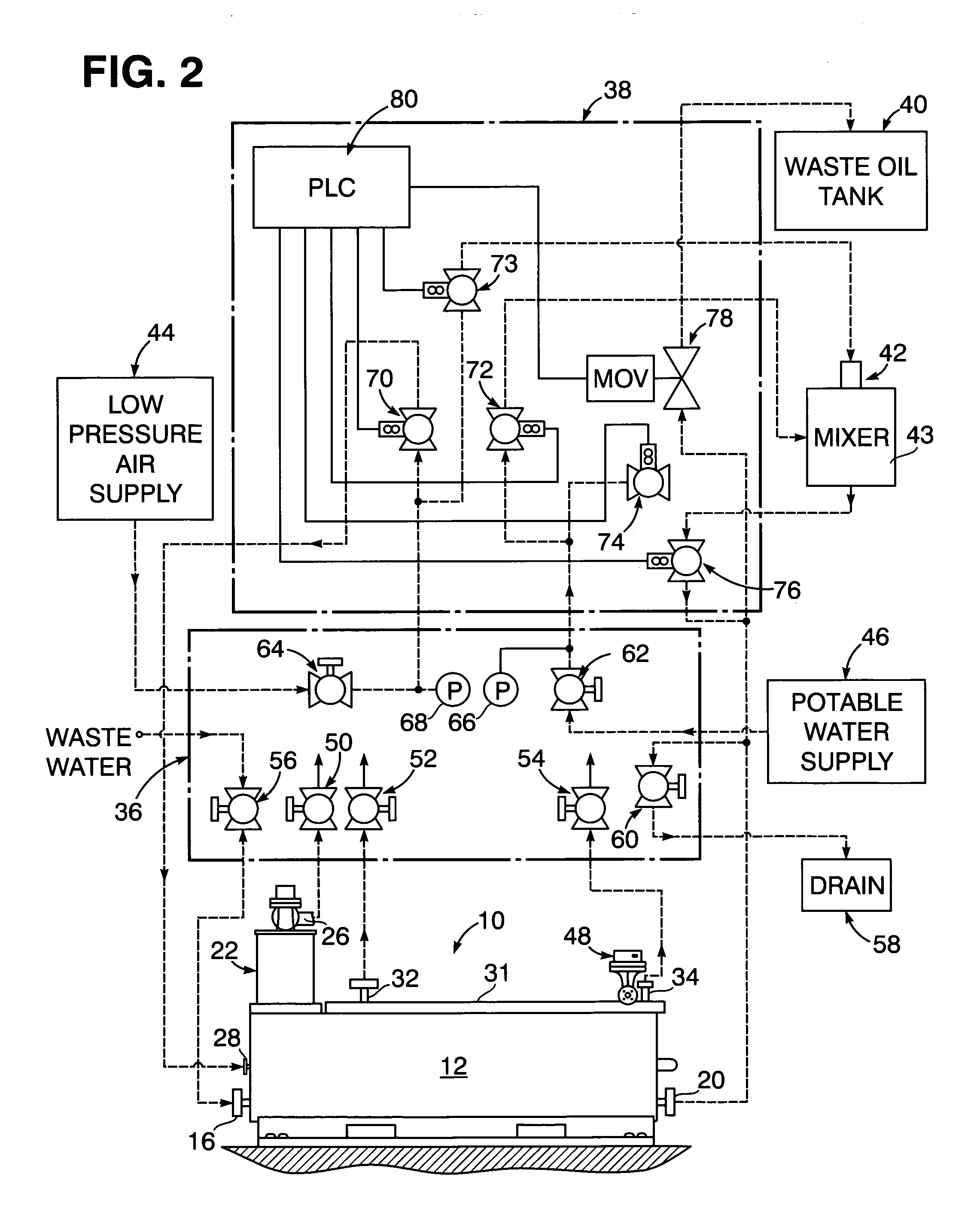 Valve automated in-situ cleaning system for oil water separator