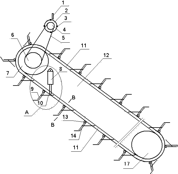 Mud shoveling plate chain track grooving machine