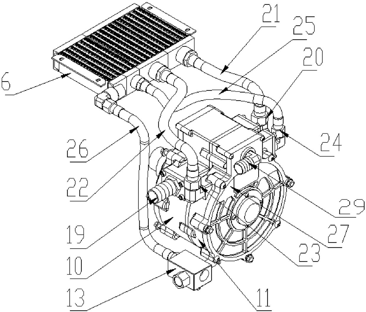 Oil-free double-rotor heat dissipation type air compressor