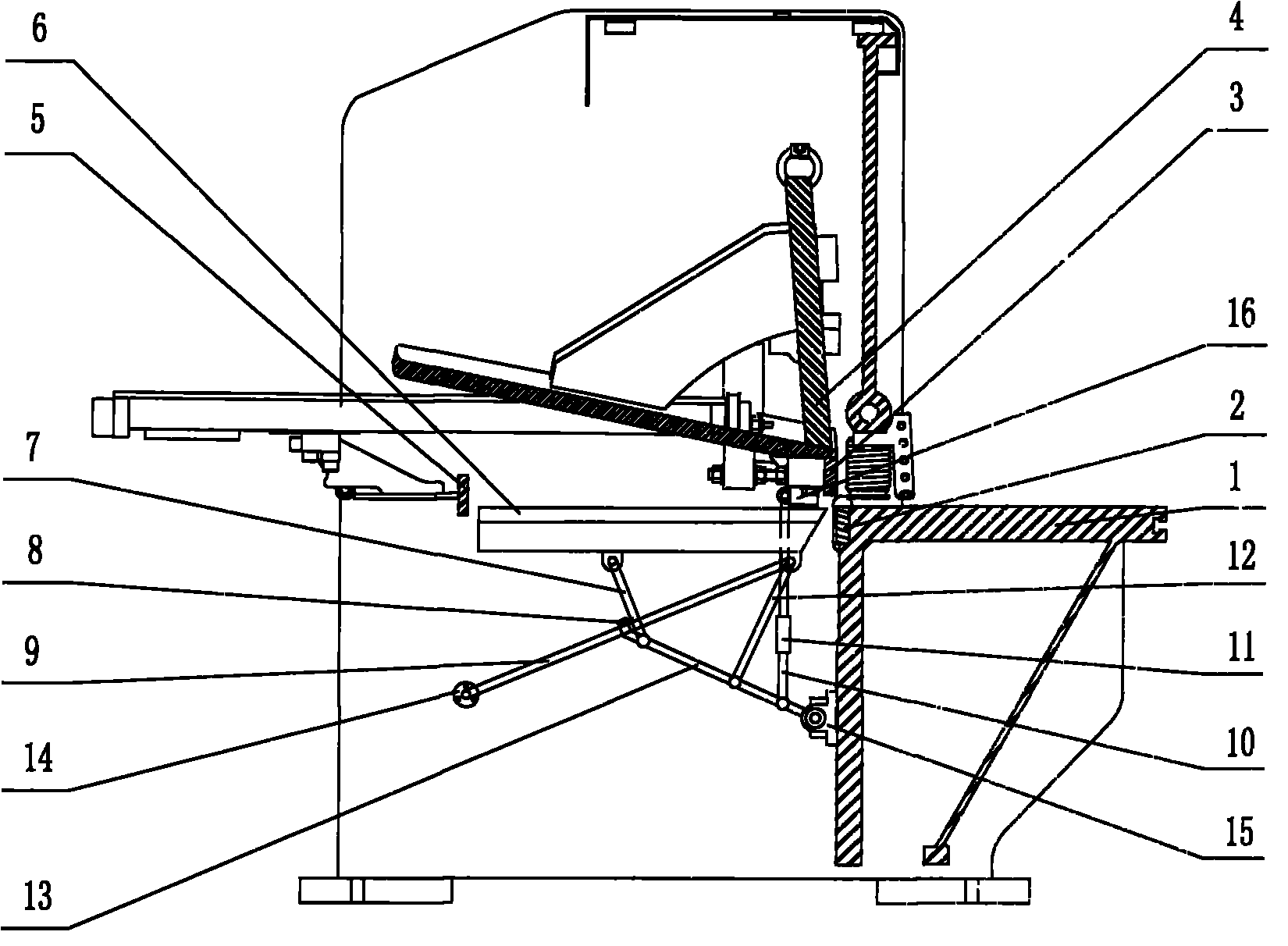 Linked rear materials supporting device of numerical control plate shearing machine