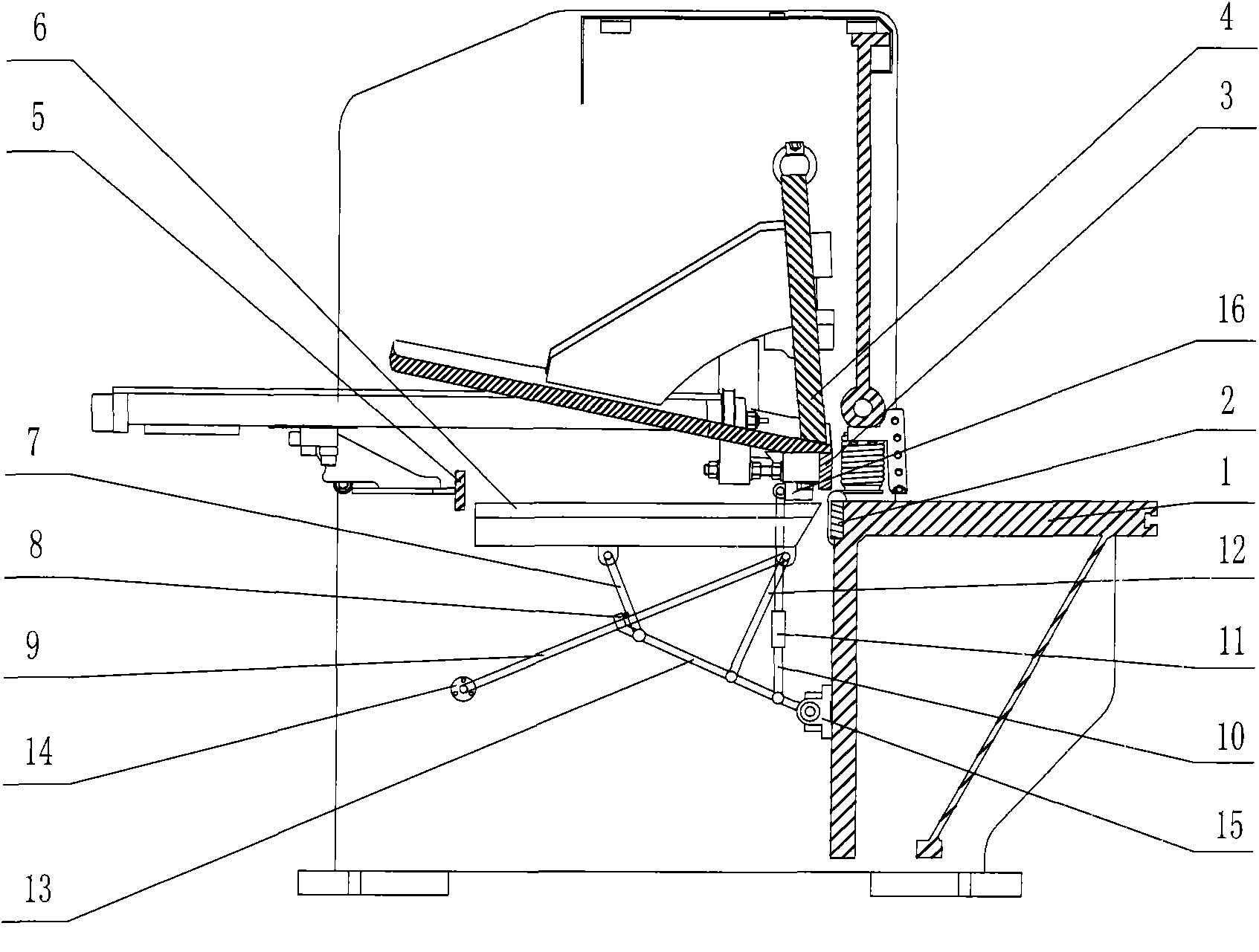 Linked rear materials supporting device of numerical control plate shearing machine