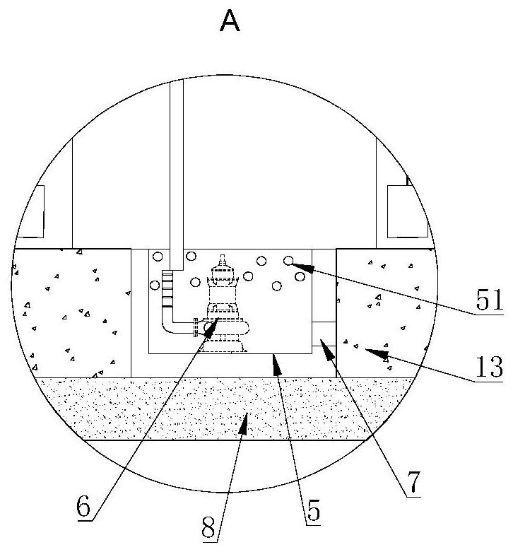 Buried anti-floating water tank with bottom plate