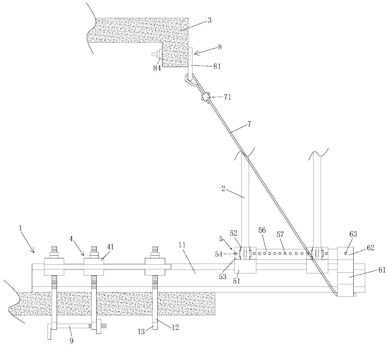 Floor edge scaffold fixing mechanism and use method thereof