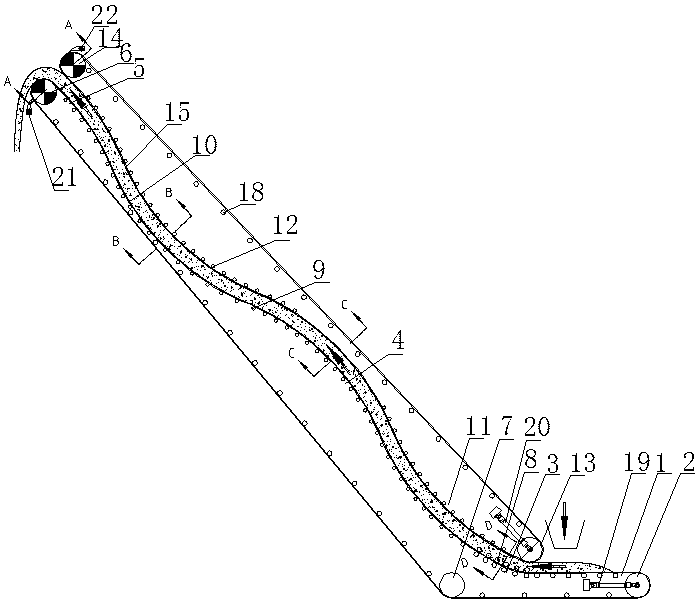 Large-dip-angle belt conveyor