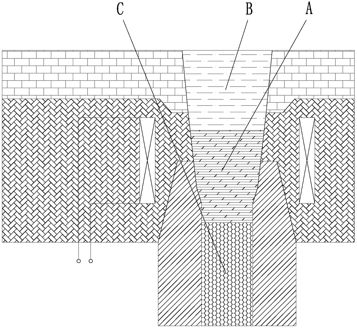 Combined type pocket block based on electromagnetic induction heating tapping technology