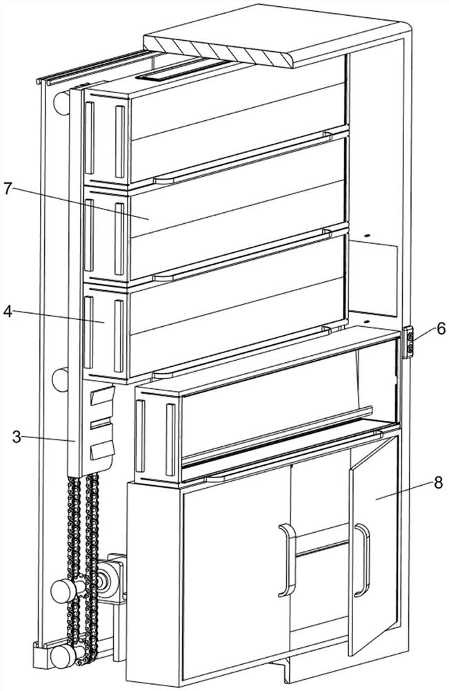 Liftable bookshelf for hardcover books in library