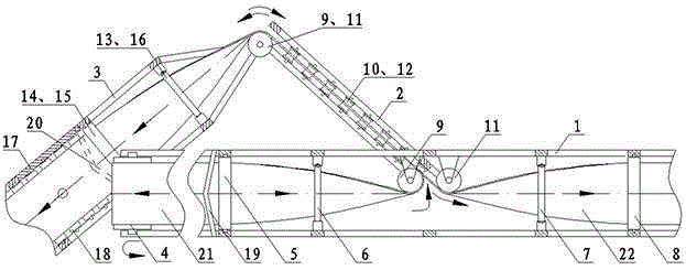 Turning method of belt conveyor and matched device