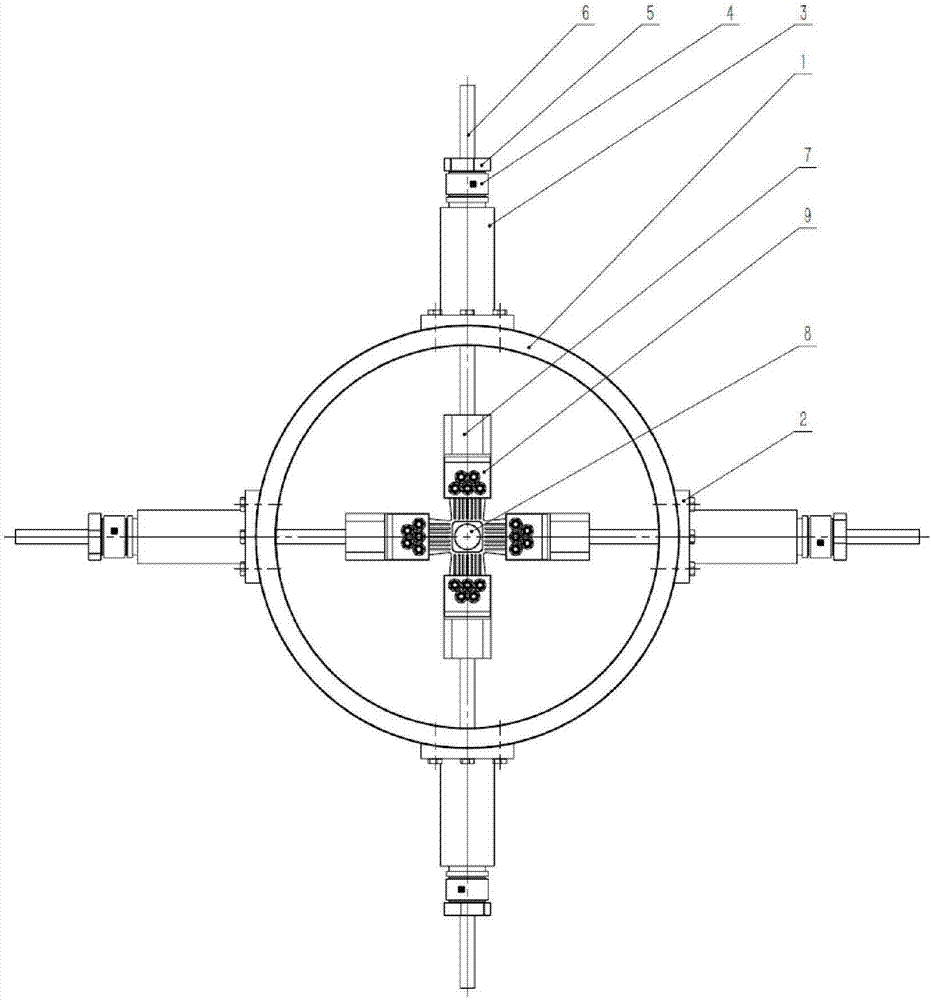 Horizontal biaxial extension testing machine and tension testing method thereof