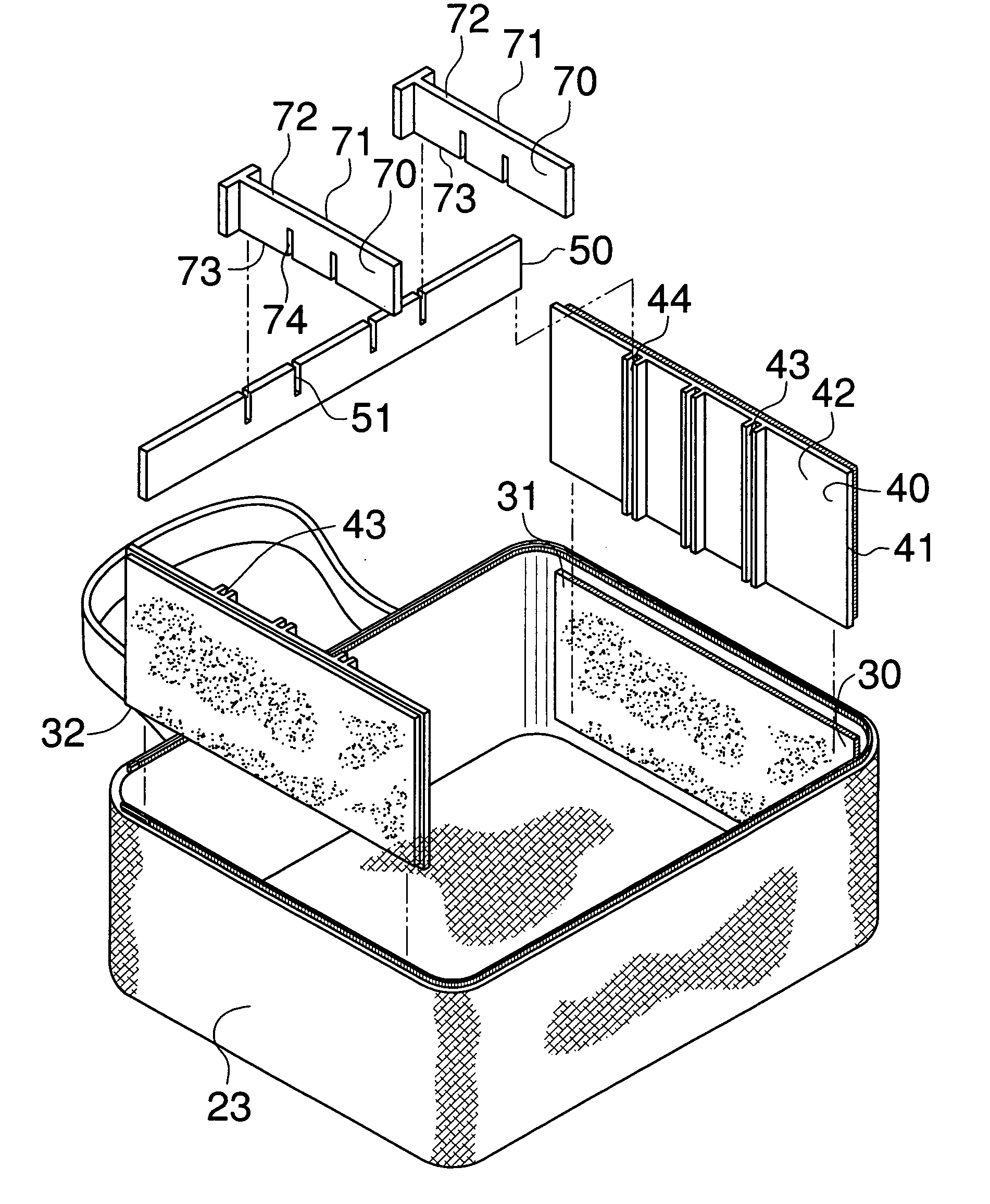 Lunch box with divider structure