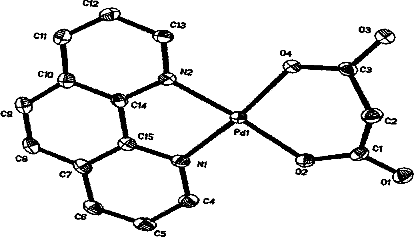 Method for preparing complex palladium malonic acid Phen mono-crystalline and structure thereof